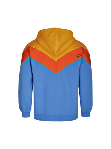 MANITOBER Cut & Sew Sweatjacke in Blue/Khaki/Orange