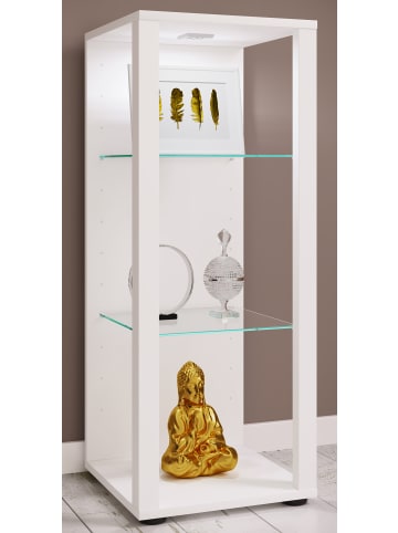 VCM  Holz Glas Stand Vitrine Sammelvitrine Glasol M in Weiß