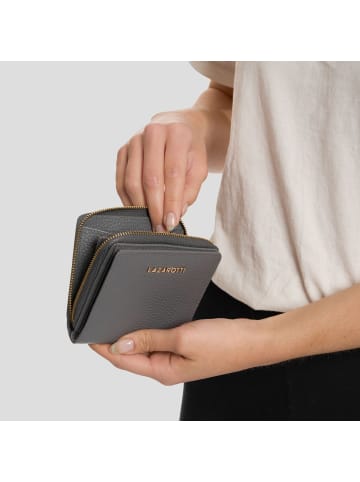 Lazarotti Bologna Leather Medium Zip-Around Geldbörse Leder 10 cm in grey