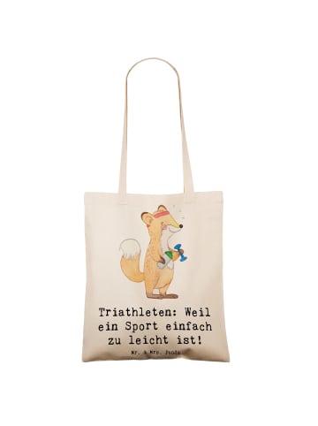 Mr. & Mrs. Panda Tote Bag Triathlon Helden mit Spruch in Creme