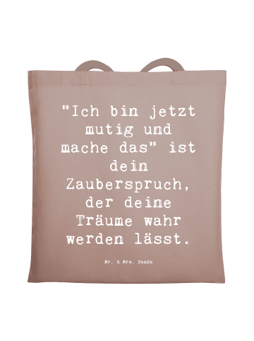 Mr. & Mrs. Panda Tragetasche Spruch Mutig zu sich selbst stehen ... in Braun Pastell