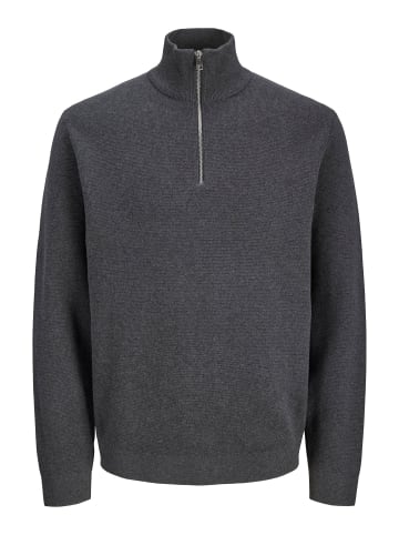 Jack & Jones Strickjacke mit Viertelreißverschluss in Dark Grey Melange