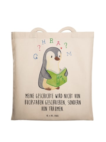 Mr. & Mrs. Panda Tote Bag Pinguin Legasthenie mit Spruch in Creme