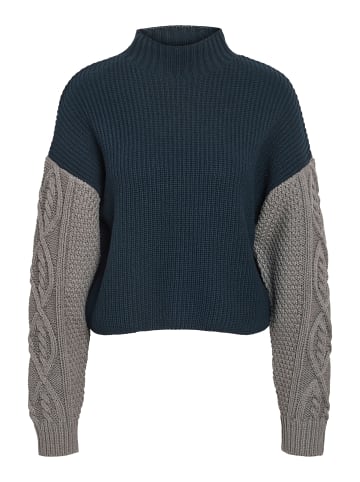Noisy may Strukturierter Pullover mit Zopfmuster und Stehkragen in Navy