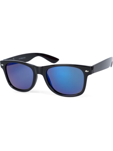 styleBREAKER Nerd Sonnenbrille in Schwarz / Blau verspiegelt