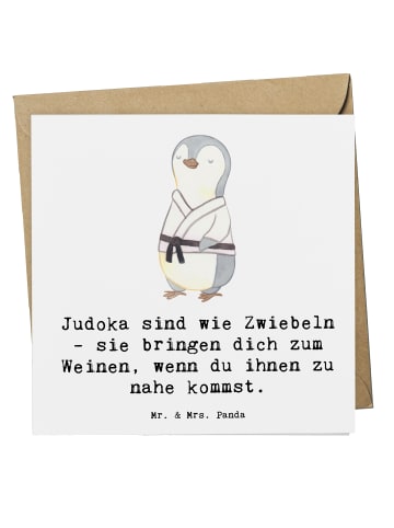 Mr. & Mrs. Panda Einladungskarte Judo Zwiebel mit Spruch in Weiß
