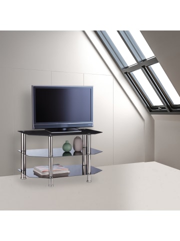 relaxdays Fernsehtisch in Schwarz/Silber - (B)80 x (H)49 x (T)45 cm