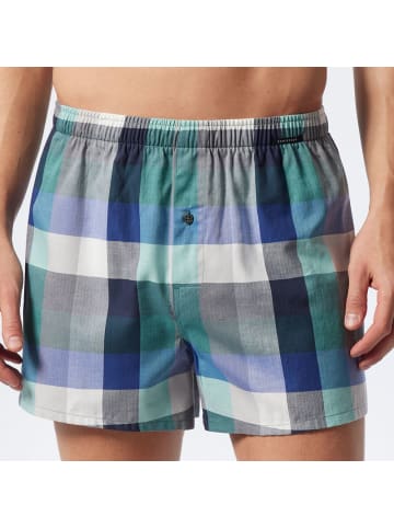 Schiesser Webboxershorts 2er Pack in Navy-Grün Kariert