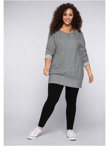 sheego Sweatshirt in dunkelgrau meliert