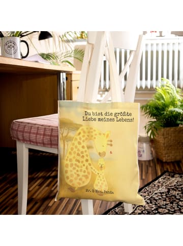 Mr. & Mrs. Panda Tote Bag Giraffe Kind Design mit Spruch in Weiß