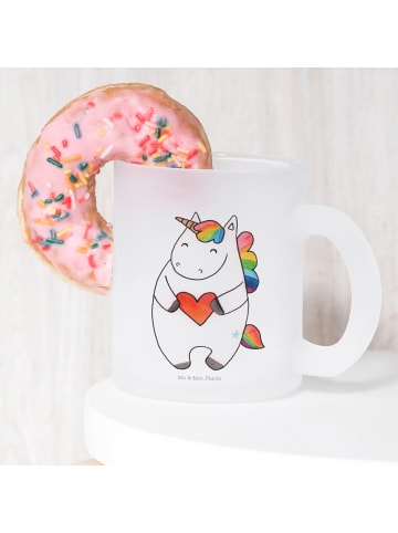 Mr. & Mrs. Panda Glas Einhorn Herz ohne Spruch in Transparent