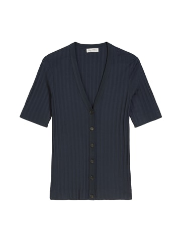 Marc O'Polo Pointelle-Kurzarm-Cardigan slim in Dark Navy