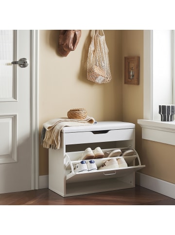 SoBuy Schuhbank in Weiß - (B)60 x (H)50 x (T)30cm