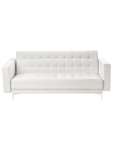 Beliani 3-Sitzer Sofa ABERDEEN in Weiß/Silber - (W) 186 x (H) 83 x (L) 88 cm