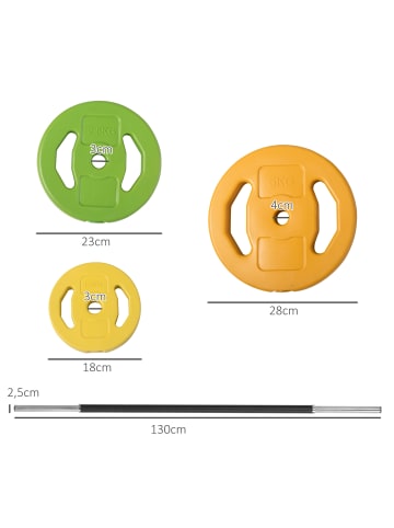 HOMCOM Hanteln Set,130cm x 28cm x 28cm,mehrfarbig