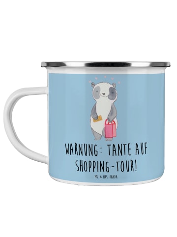 Mr. & Mrs. Panda Tasse Tante Shopping mit Spruch in Blau Pastell
