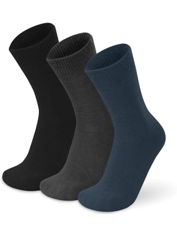 normani 3 Paar Alpaka-Vollplüschsocken in Schwarz/Anthrazit/Marine