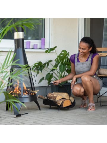 relaxdays Kaminholzkorb in Schwarz - (B)38 x (H)40 x (T)48 cm