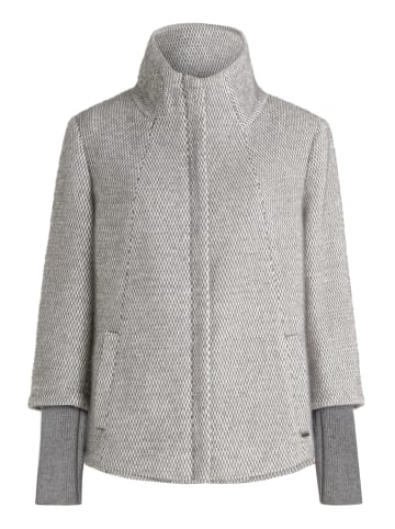 BETTY & CO Kuscheljacke mit Rippbündchen in Grau/Weiß