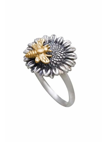 Gemshine Ringe Sonnenblume und Biene in silver coloured