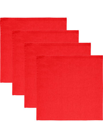 REDBEST Baumwolle Serviette 4er-Pack Tulsa in rot