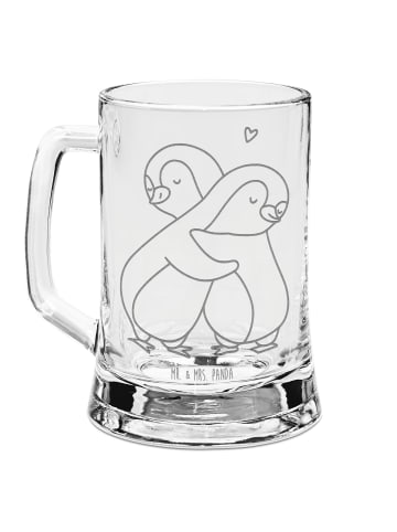 Mr. & Mrs. Panda Gravur Bierkrug Pinguine Kuscheln ohne Spruch in Transparent