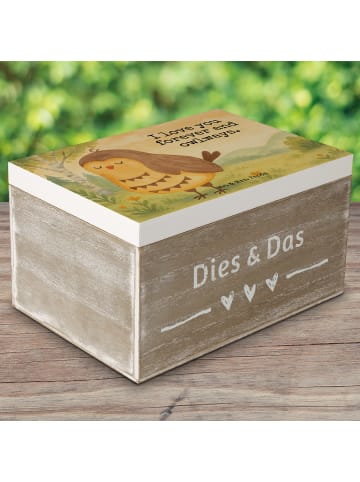 Mr. & Mrs. Panda Aufbewahrungsbox Eule Zufrieden Design mit Spruch in Weiß