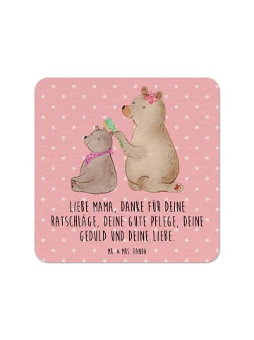Mr. & Mrs. Panda Bierdeckel Bär Kind mit Spruch in Rot Pastell