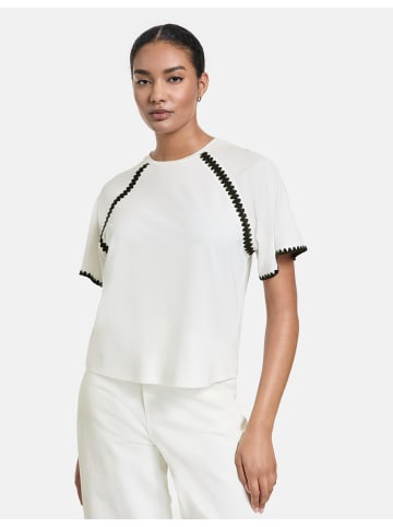 TAIFUN T-Shirt Kurzarm Rundhals in Offwhite gemustert