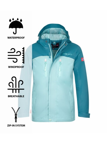 Trollkids Regenjacke "Nusfjord" in Blaugrün/Wasserblau