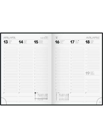 BRUNNEN Buchkalender 796 A5 1 Woche/2 Seiten PU-Einband flexibel schwarz/neon ...