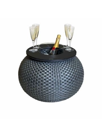 COOTAB Cooler Table Beistelltisch mit Acryl-Kühler Milano 40 cm in Anthrazit/Schwarz