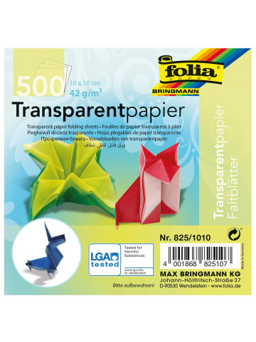 folia PAPER Transparentpapier Faltblätter 42g/m², 10 x 10 cm, 10 Farben in Mehrfarbig