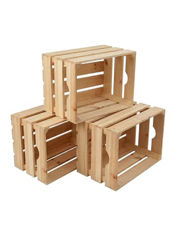 relaxdays 3 x Holzkiste in Natur - (B)40 x (H)25 x (T)30 cm