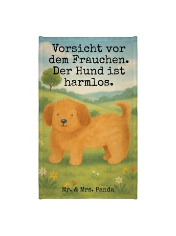 Mr. & Mrs. Panda Handtuch Hund Flauschig Design mit Spruch in Weiß