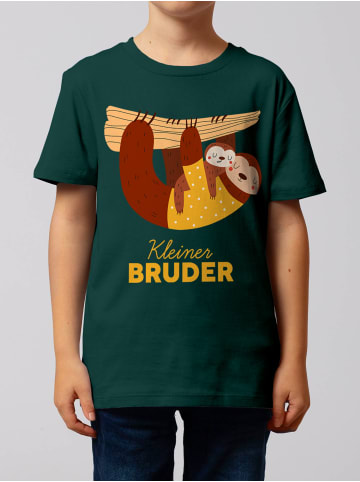 wat? Apparel T-Shirt Faultier Kleiner Bruder in Dunkelgrün