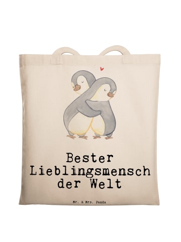Mr. & Mrs. Panda Tragetasche Pinguin Bester Lieblingsmensch der ... in Creme