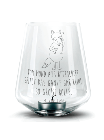 Mr. & Mrs. Panda Graviertes Windlicht Fuchs Lord mit Spruch in Transparent