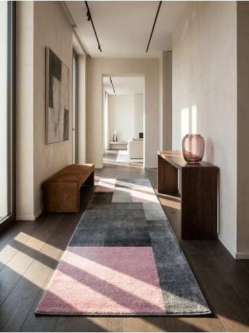 KADIMA DESIGN Teppich Kurzflor Waschbar Karo SOLDA Strapazierfähig OEKO-TEX in Pink