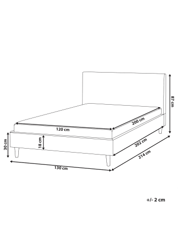Beliani Doppelbett FITOU in Grau/Braun - (W) 130 x (H) 87 x (L) 214 cm