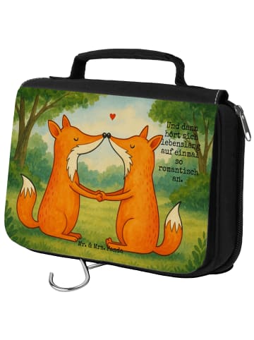 Mr. & Mrs. Panda Waschtasche Füchse Liebe Design mit Spruch in Weiß