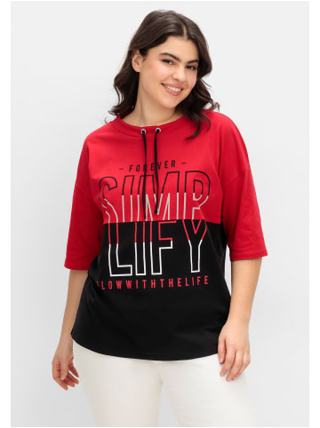 sheego Jerseyshirt in rot gemustert