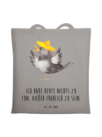 Mr. & Mrs. Panda Schultasche Rabe Sombrero mit Spruch in Light Grey