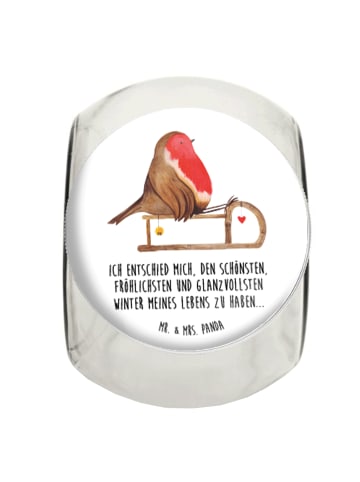 Mr. & Mrs. Panda Teedose Rotkehlchen Schlitten mit Spruch in Weiß