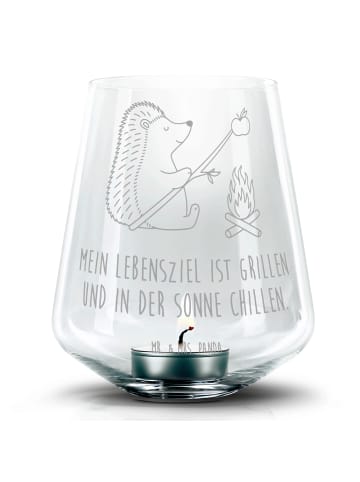 Mr. & Mrs. Panda Glas Windlicht Igel Grillen mit Spruch in Transparent