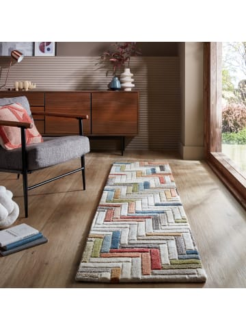 KADIMA DESIGN Teppich aus Wolle, Modern & Geometrisch, Strapazierfähig in Multicolor