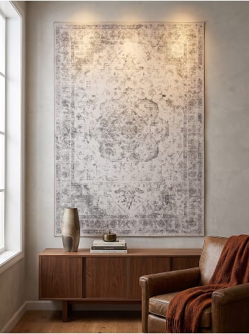KADIMA DESIGN Teppich Kurzflor waschbar VERNANTE orientalisch Schlafzimmer in Beige-Grau