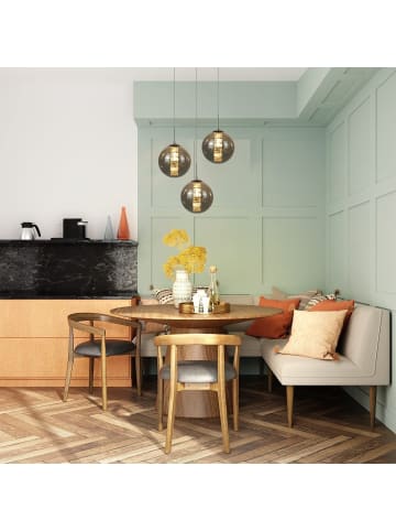 ZMH Pendelleuchte 3-flammige G9 in rauchgrau Glas und Kristall L28cm x H175cm