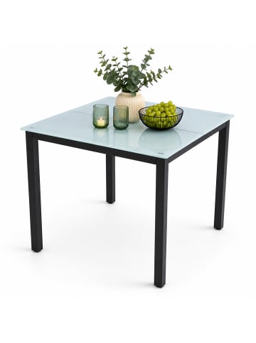 VCM Aluminium Glas Gartentisch Balkontisch 80x80 cm in Mattglas