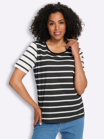 Sieh an! Kurzarm-Shirt in schwarz-ecru-geringelt